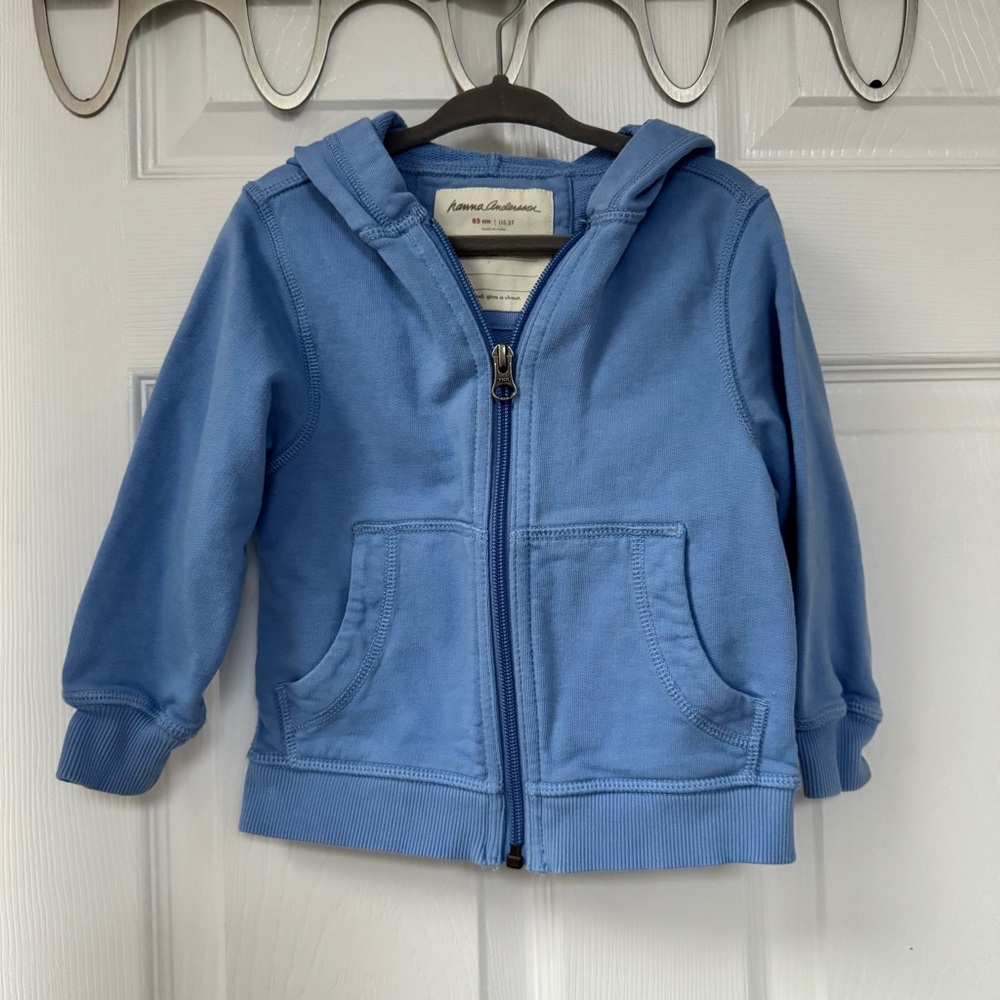 🩵 Hanna Andersson Light Blue Kids Zip-Up Hoodie 2T